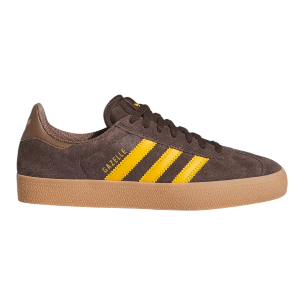 ADIDAS GAZELLE ADV SHOES Dark Brown / Preloved Yellow / Earth Strata Relief Skate Supply ADIDAS GAZELLE ADV SHOES Dark Brown / Preloved Yellow / Earth Strata Relief Skate Supply