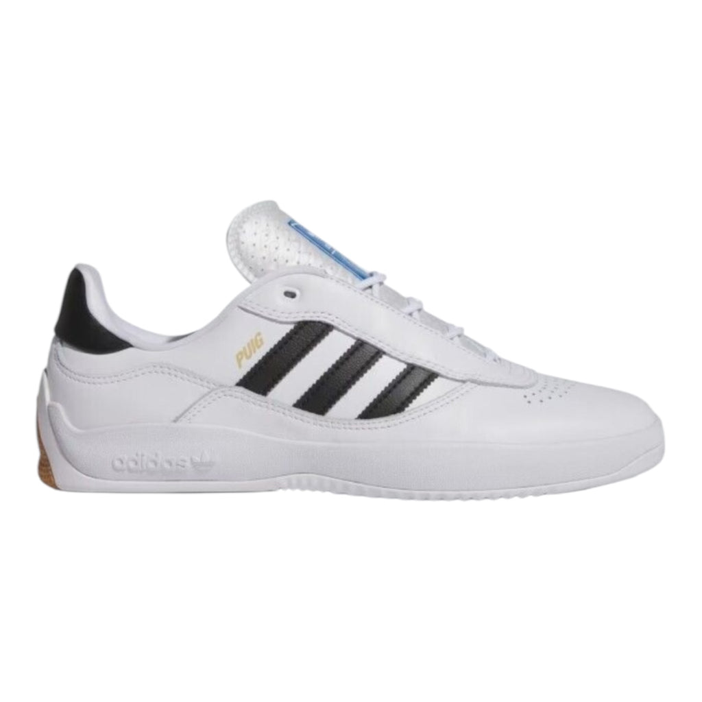 ADIDAS PUIG CLOUD WHITE/BLACK LEATHER SHOES Relief Skate Supply ADIDAS PUIG CLOUD WHITE/BLACK LEATHER SHOES Relief Skate Supply