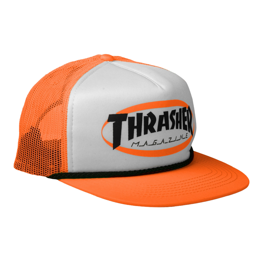 Thrasher Ellipse Mag Logo Trucker Rope Hat (Orange)– Relief Skate