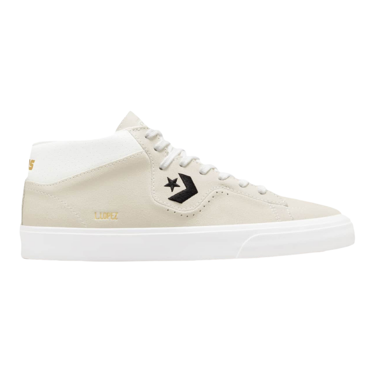 Converse Cons Lopez Pro Mid Shoes -White / Black / White– Relief Skate Supply