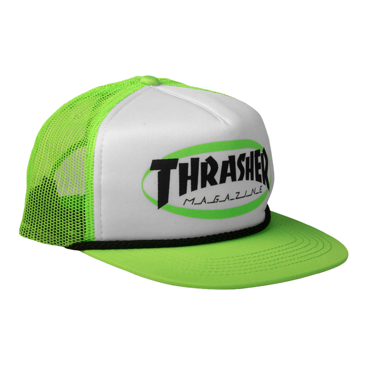 Thrasher Ellipse Mag Logo Trucker Rope Hat Green Relief Skate