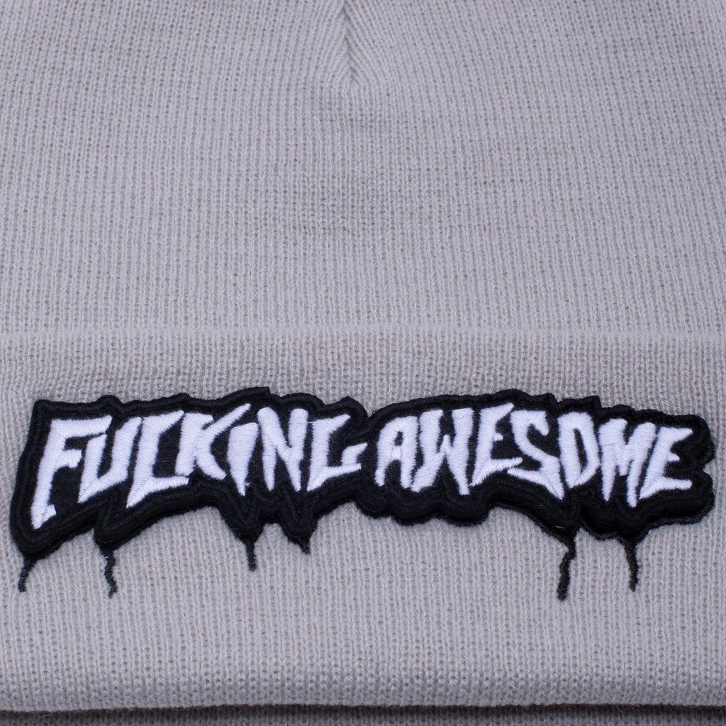 Fucking Awesome Velcro Stamp Cuff Beanie Grey