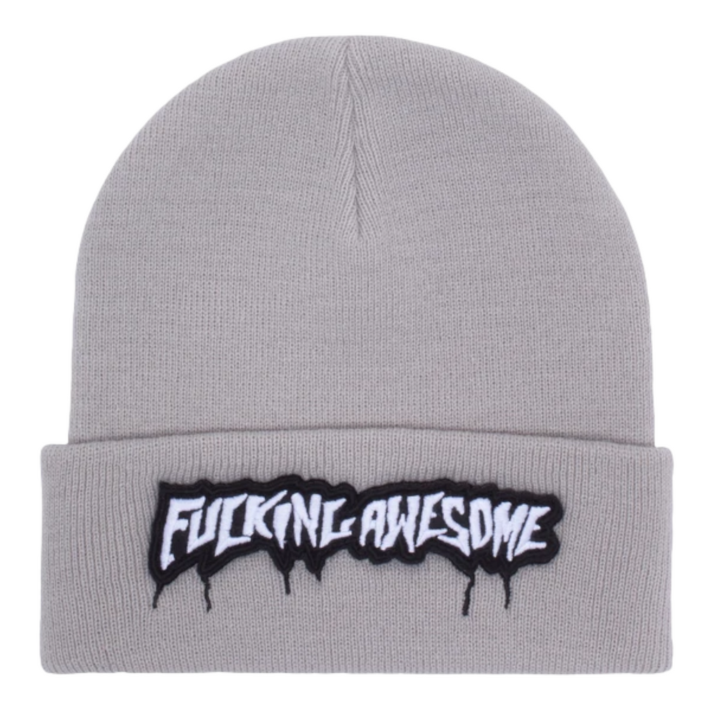 Fucking Awesome Velcro Stamp Cuff Beanie Grey